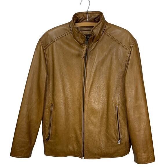Marc New York Russet Brown Full Zip Distressed Leather Coat  - Size M - Picture 1 of 10